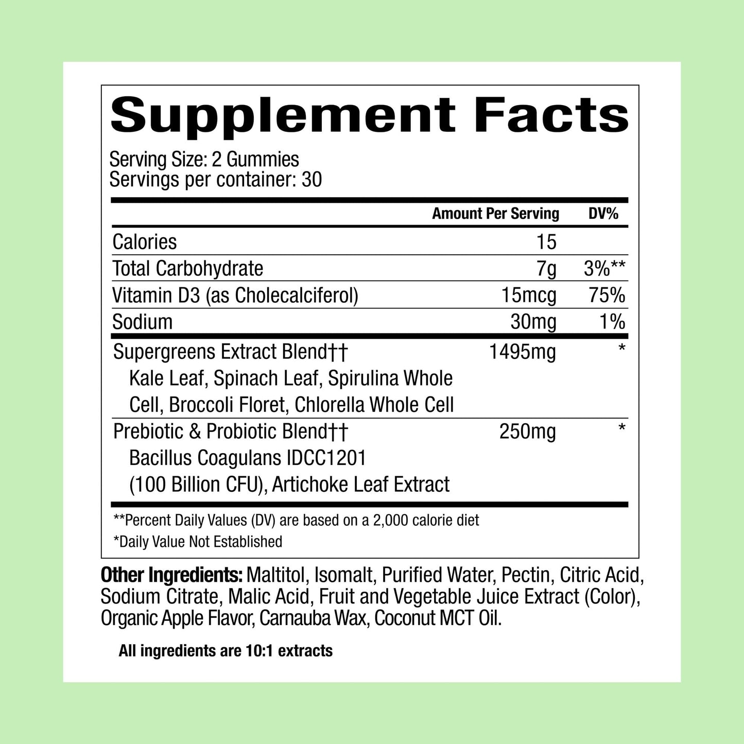 Plant People WonderGreens Veggie Gummies Super Greens with Probiotics Multivitamin Support Gummy for Wellbeing, Energy, Immune and Gut Health, Green Apple Flavor (60 Count) - dailyvitalstore