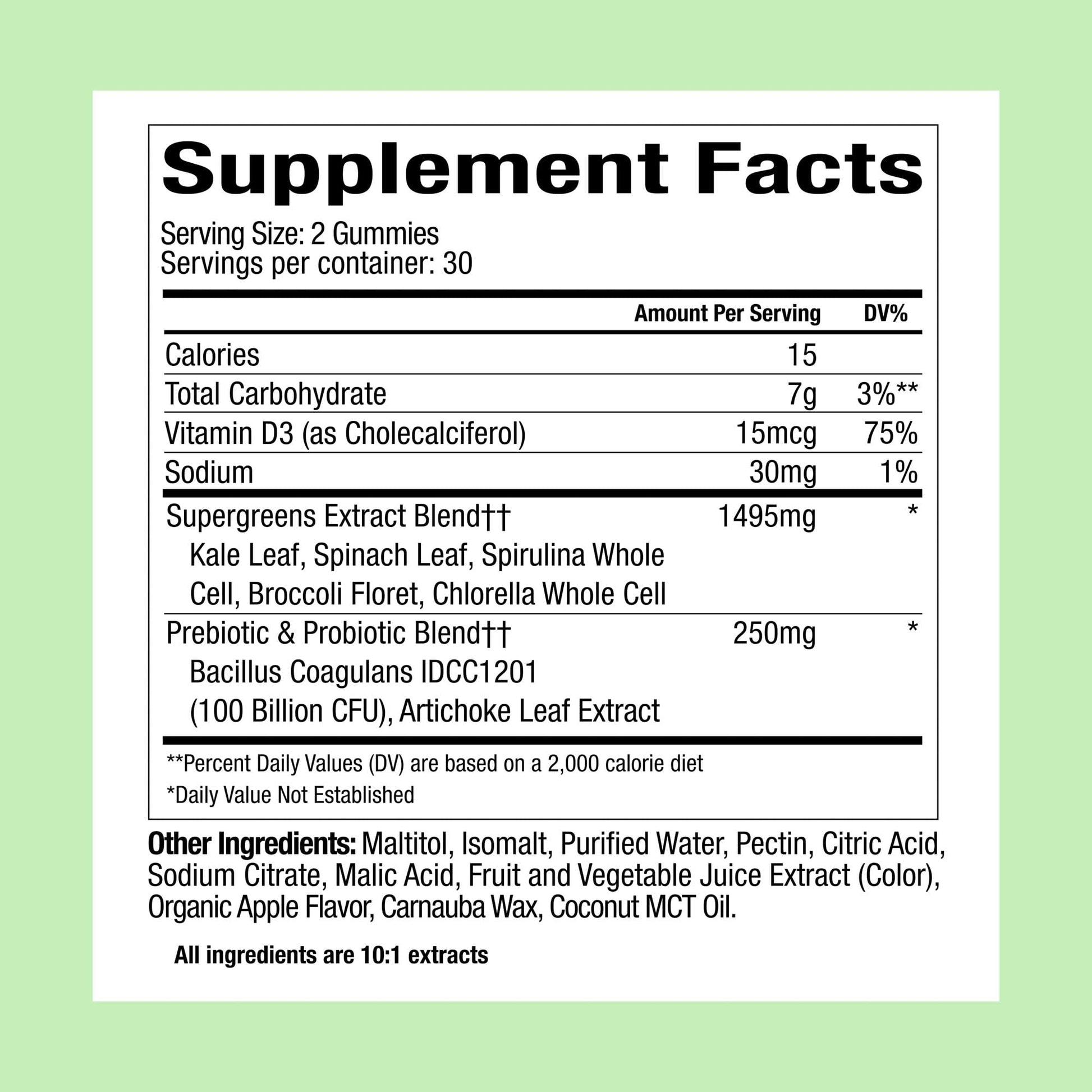 Plant People WonderGreens Veggie Gummies Super Greens with Probiotics Multivitamin Support Gummy for Wellbeing, Energy, Immune and Gut Health, Green Apple Flavor (60 Count) - dailyvitalstore