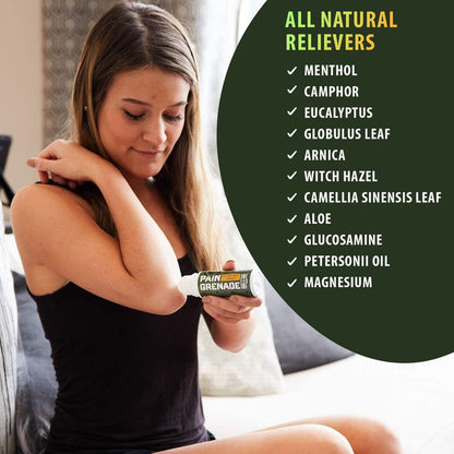 Plant Powered Roll-On Gel by Pain Grenade - Cooling and Warming Gel with Arnica, Menthol, Camphor, Glucosamine, and Other All Natural Botanicals - 3 - Pack - dailyvitalstore