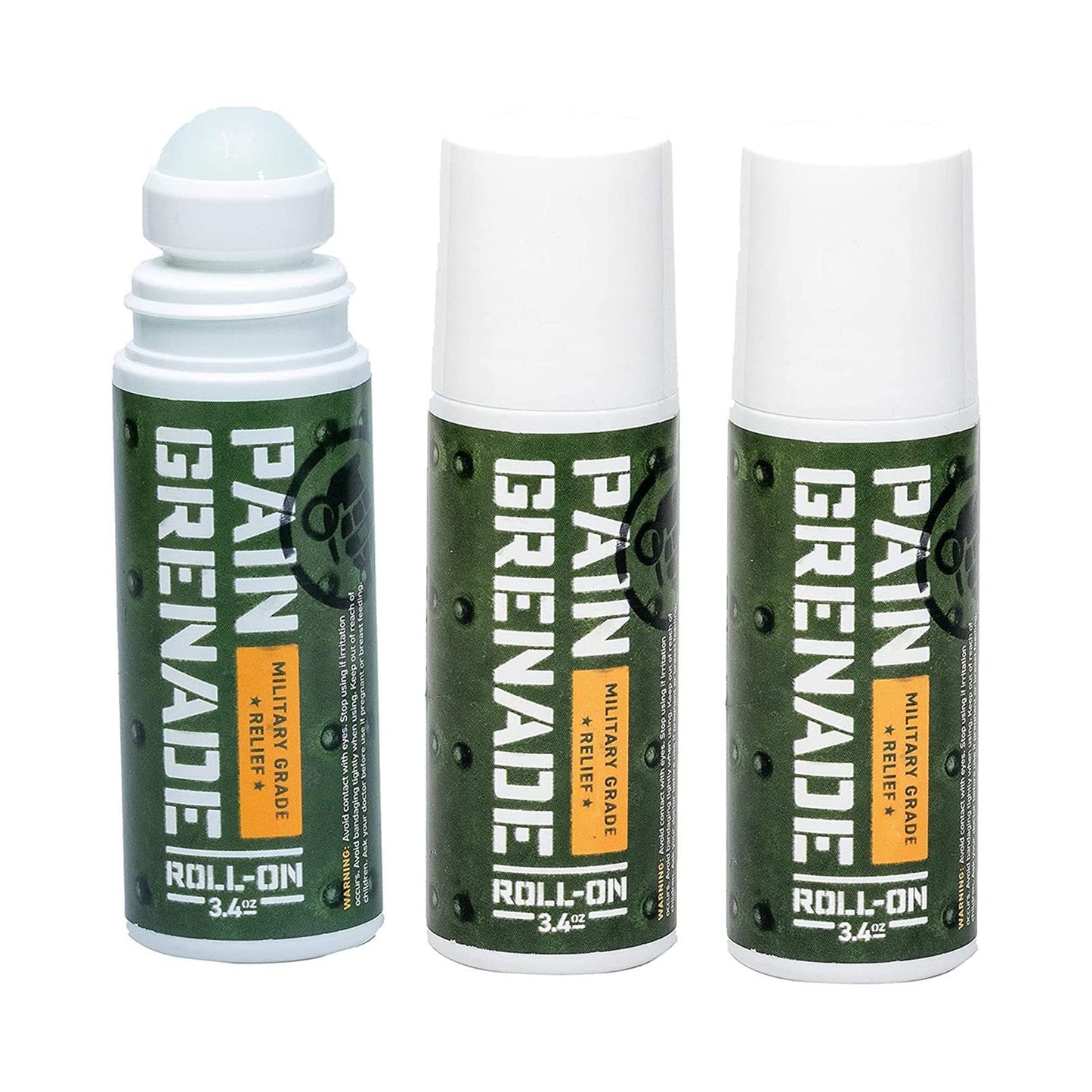 Plant Powered Roll-On Gel by Pain Grenade - Cooling and Warming Gel with Arnica, Menthol, Camphor, Glucosamine, and Other All Natural Botanicals - 3 - Pack - dailyvitalstore