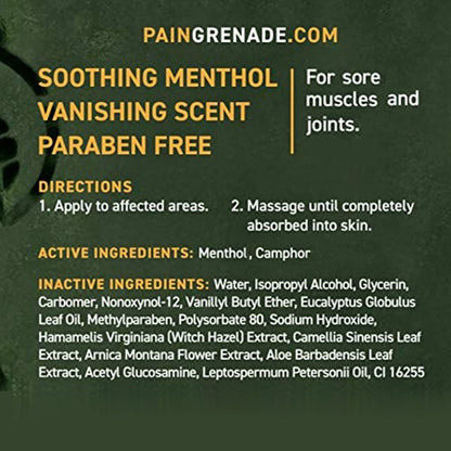 Plant Powered Roll-On Gel by Pain Grenade - Cooling and Warming Gel with Arnica, Menthol, Camphor, Glucosamine, and Other All Natural Botanicals - 3 - Pack - dailyvitalstore