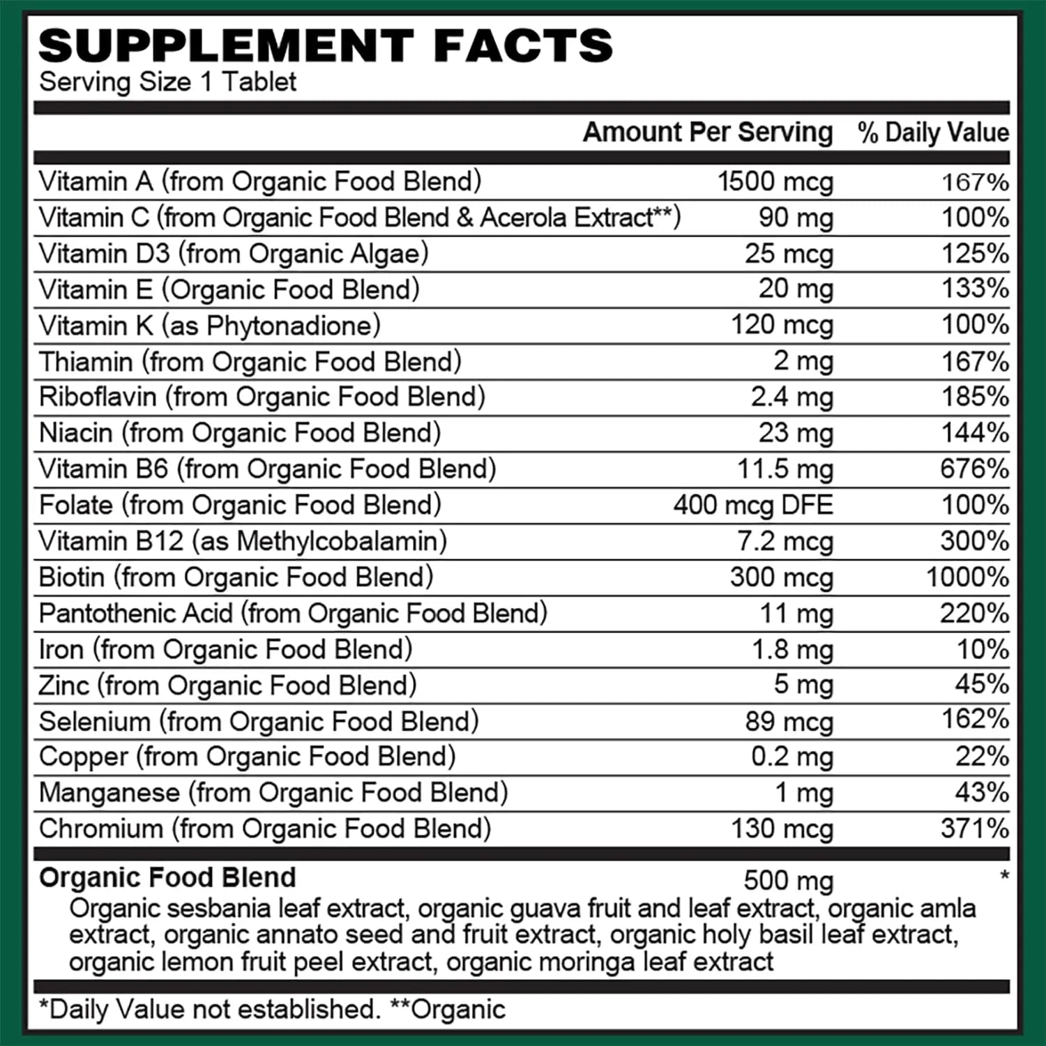 PlantFusion Organic Multivitamin for Men - One Daily Whole Food Blend Men's Multivitamin - Vegan, Non-GMO - dailyvitalstore