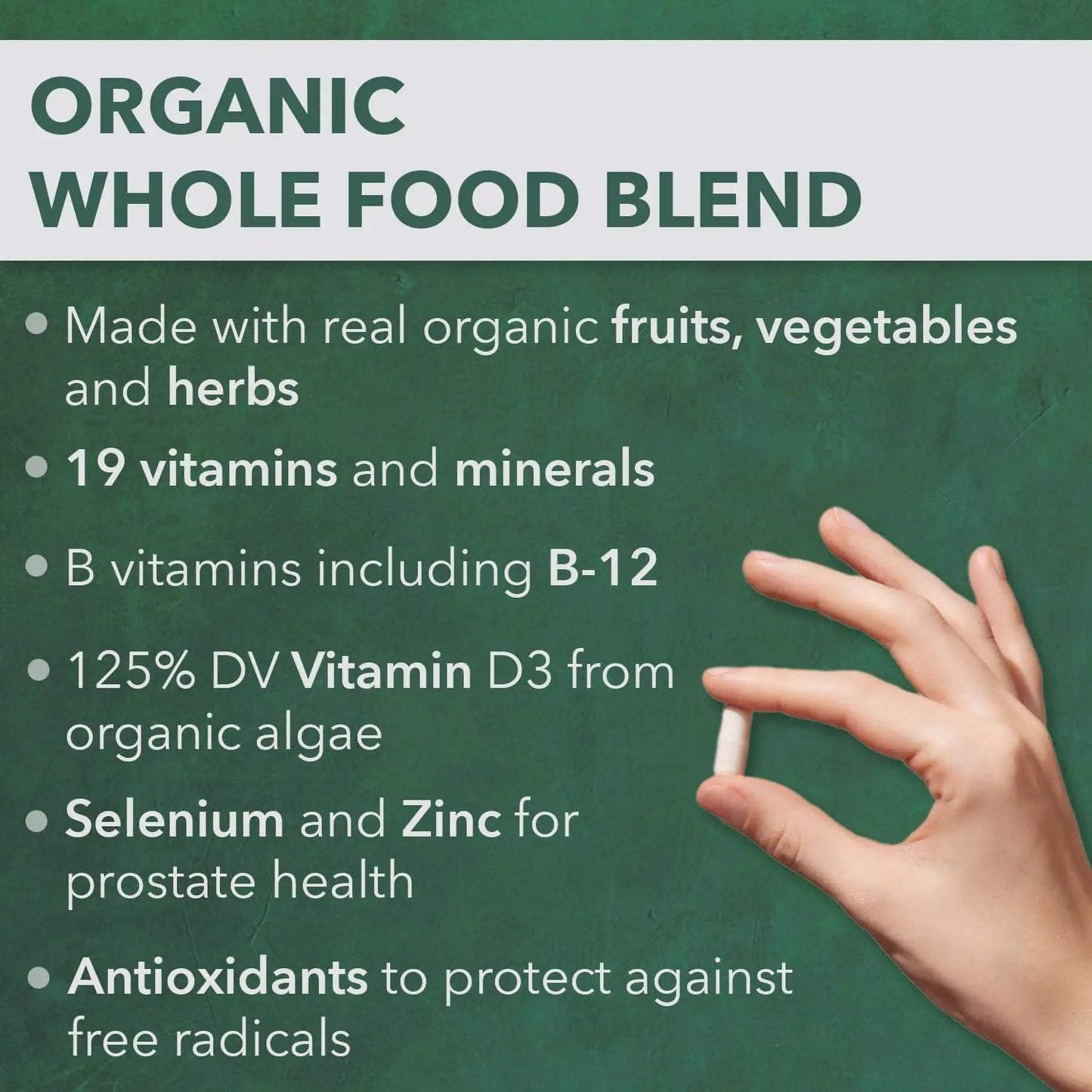 PlantFusion Organic Multivitamin for Men - One Daily Whole Food Blend Men's Multivitamin - Vegan, Non-GMO - dailyvitalstore