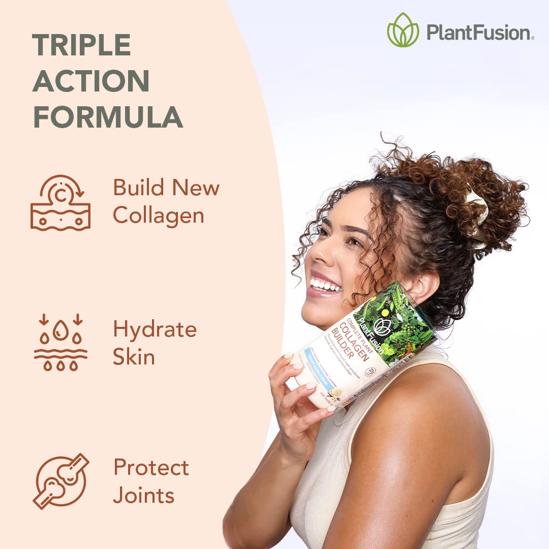 PlantFusion Vegan Collagen Powder - Plant Based Collagen Protein Powder For Muscle & Joints, Hair, Skin & Nails - Keto, Gluten Free, Soy Free, Non-Dairy, No Sugar, Non-GMO - Unflavored 10.58 oz - dailyvitalstore