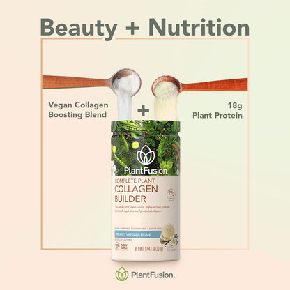 PlantFusion Vegan Collagen Powder - Plant Based Collagen Protein Powder For Muscle & Joints, Hair, Skin & Nails - Keto, Gluten Free, Soy Free, Non-Dairy, No Sugar, Non-GMO - Unflavored 10.58 oz - dailyvitalstore