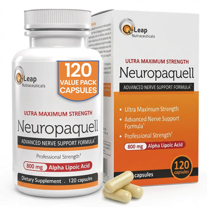 Platinum Health Alpha Lipoic Acid for Neuropathy Nerve Pain Support, Supplement, B Vitamins, L Arginine, All Natural Maximum Strength Neuropaquell for Discomfort in Feet, Hand, Toes,120 Capsules,800mg - dailyvitalstore