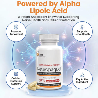 Platinum Health Alpha Lipoic Acid for Neuropathy Nerve Pain Support, Supplement, B Vitamins, L Arginine, All Natural Maximum Strength Neuropaquell for Discomfort in Feet, Hand, Toes,120 Capsules,800mg - dailyvitalstore