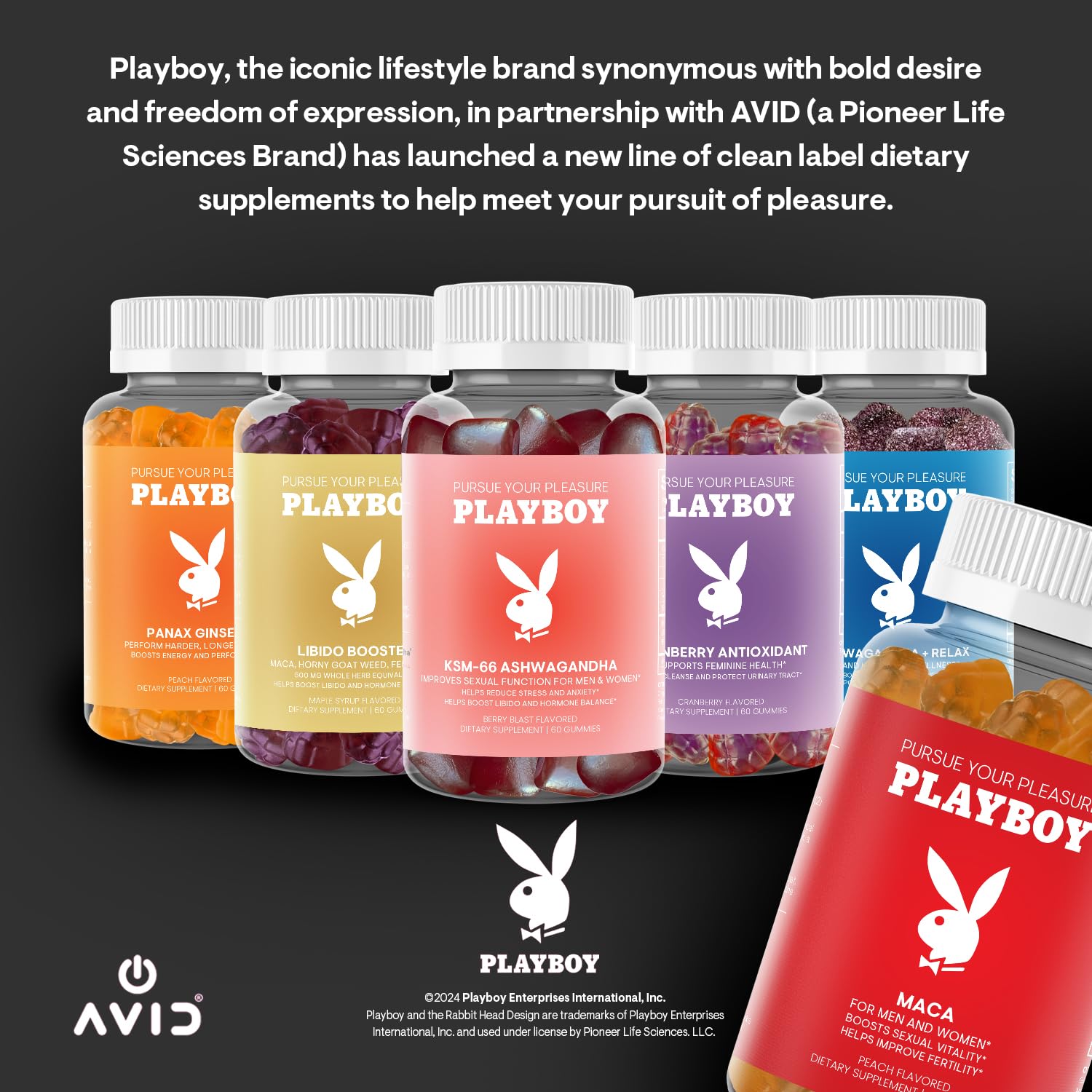Playboy - Maca Root Gummies for Women and Men (60 Count - Peach Flavored) - Boost Sexual Vitality, Libido, Fertility - Supplement - 100% Natural, Vegan Non GMO - 4:1 Extract Maca Peruana - dailyvitalstore