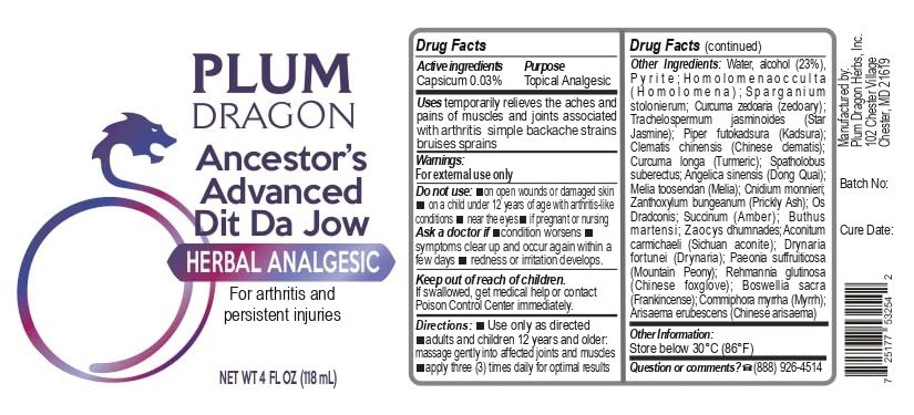Plum Dragon Ancestors Advanced Dit Da Jow - Herbal Liniment, Sprain - 4 Oz - dailyvitalstore
