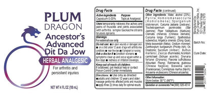 Plum Dragon Ancestors Advanced Dit Da Jow - Herbal Liniment, Sprain - 4 Oz - dailyvitalstore