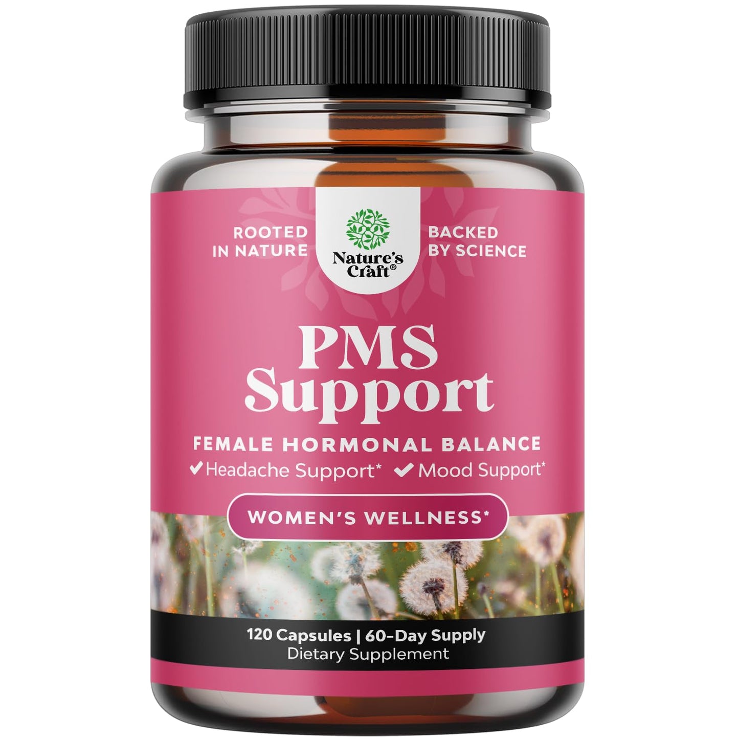 PMS Support Supplement for Women – Hormone Balance for Women & Menstrual Discomfort with DIM, Chasteberry, Black Cohosh & Ashwagandha - for Period Cramps Ease, Menopause Bloating, Mood Swing – 120 Ct - dailyvitalstore