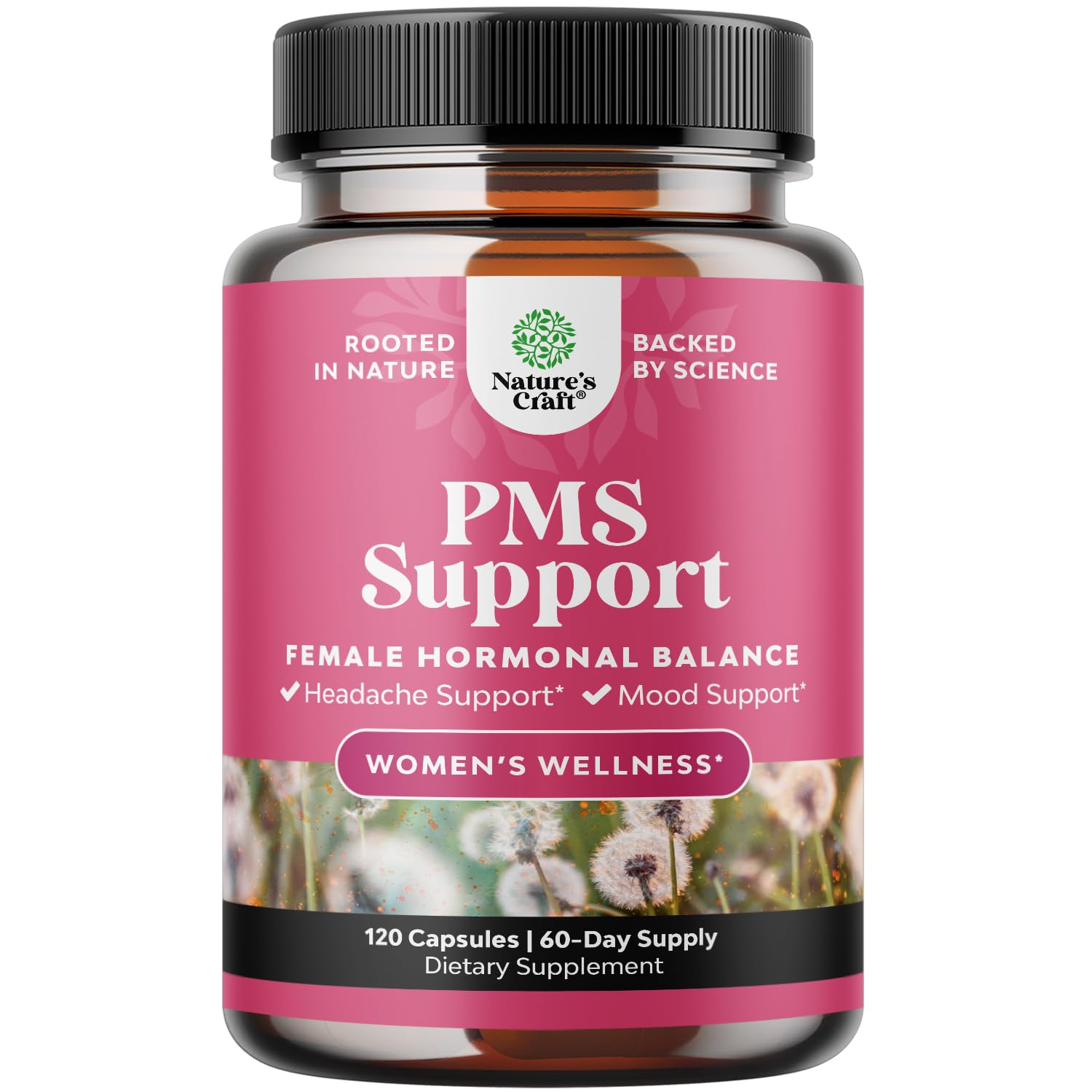 PMS Support Supplement for Women – Hormone Balance for Women & Menstrual Discomfort with DIM, Chasteberry, Black Cohosh & Ashwagandha - for Period Cramps Ease, Menopause Bloating, Mood Swing – 120 Ct - dailyvitalstore