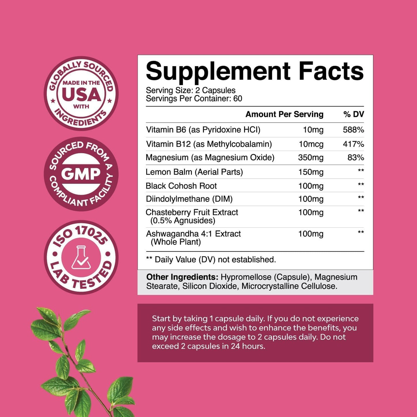 PMS Support Supplement for Women – Hormone Balance for Women & Menstrual Discomfort with DIM, Chasteberry, Black Cohosh & Ashwagandha - for Period Cramps Ease, Menopause Bloating, Mood Swing – 120 Ct - dailyvitalstore