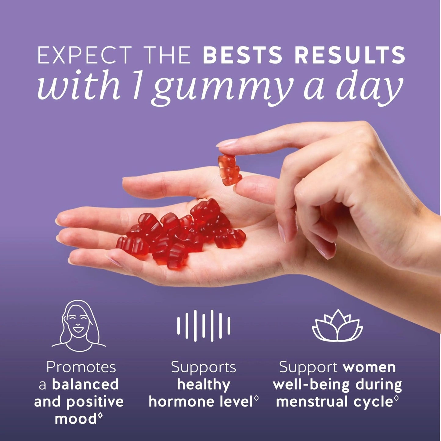 PMS Support Supplement for Women. Menstrual Relief Gummies to Target Hormonal Breakouts, Bloating, Period Cramps, & Mood Swings. Vegan, with Vitamin B6 & Lemon Balm, 60 Gummies - dailyvitalstore