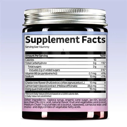 PMS Support Supplement for Women. Menstrual Relief Gummies to Target Hormonal Breakouts, Bloating, Period Cramps, & Mood Swings. Vegan, with Vitamin B6 & Lemon Balm, 60 Gummies - dailyvitalstore