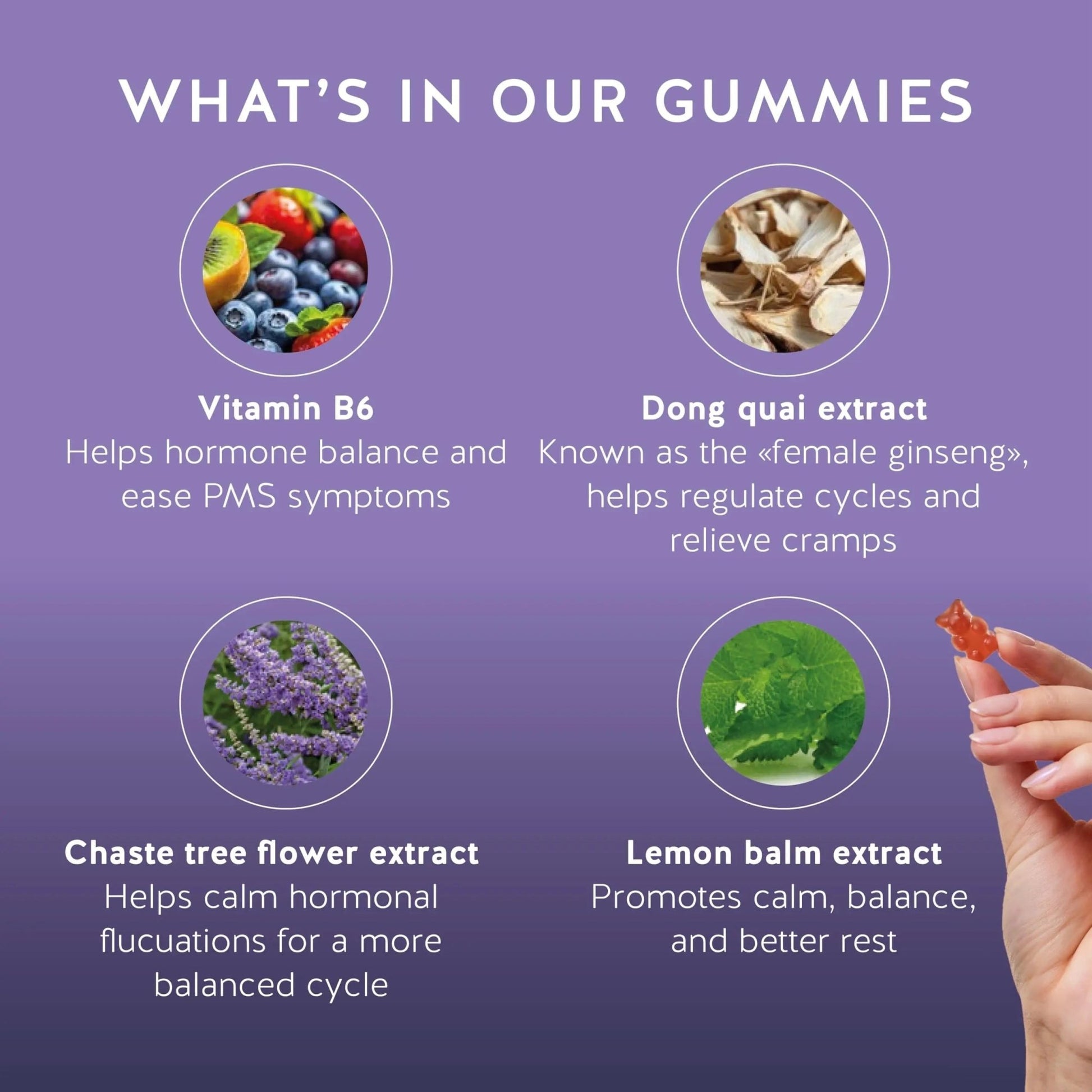 PMS Support Supplement for Women. Menstrual Relief Gummies to Target Hormonal Breakouts, Bloating, Period Cramps, & Mood Swings. Vegan, with Vitamin B6 & Lemon Balm, 60 Gummies - dailyvitalstore