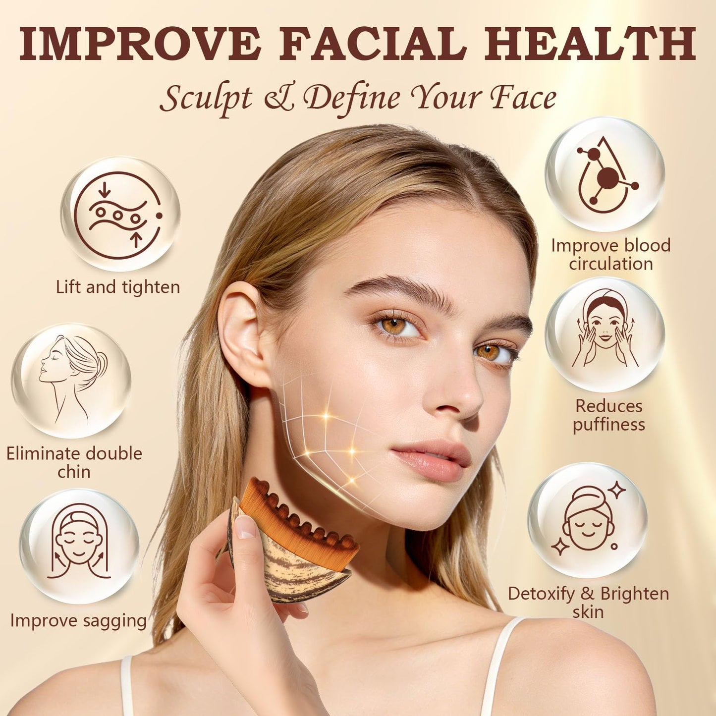 Pnctho 2026 New 2 Pcs Lymphatic Contour Face Brush,Lymphatic Drainage Massager for Chin & Neck, Jawline & Neck Lymphatic Massage Brush for Contouring, De-Puffing & Smoother Skin, Skin Firming 2 Pack - dailyvitalstore