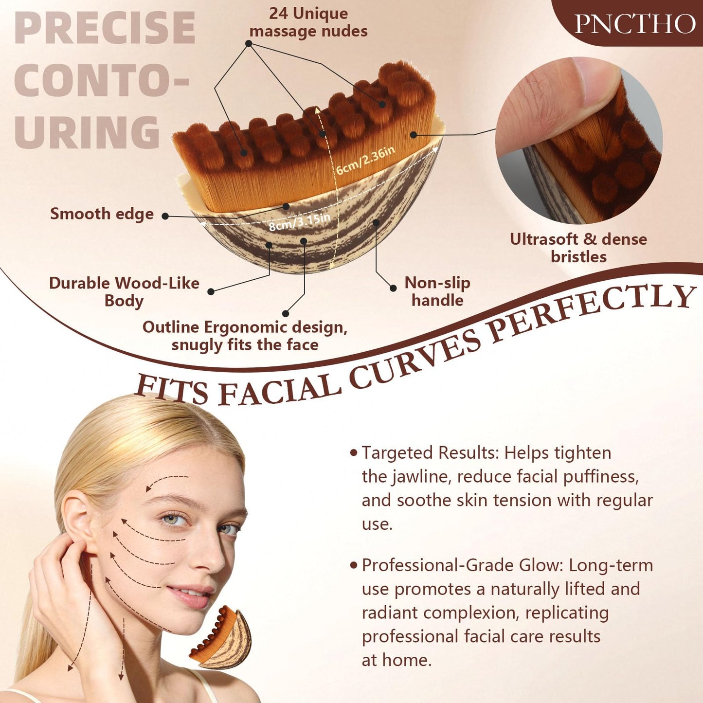 Pnctho 2026 New 2 Pcs Lymphatic Contour Face Brush,Lymphatic Drainage Massager for Chin & Neck, Jawline & Neck Lymphatic Massage Brush for Contouring, De-Puffing & Smoother Skin, Skin Firming 2 Pack - dailyvitalstore