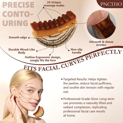 Pnctho 2026 New 2 Pcs Lymphatic Contour Face Brush,Lymphatic Drainage Massager for Chin & Neck, Jawline & Neck Lymphatic Massage Brush for Contouring, De-Puffing & Smoother Skin, Skin Firming 2 Pack - dailyvitalstore