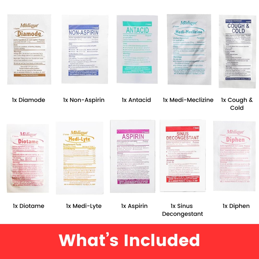 Pocket RX Mini Travel Medicine Kit – TSA-Approved First Aid Pouch with 10 Essential OTC Medications for Headache, Pain, Allergy, Upset Stomach & More – Compact, USA Made (17 Tablets) - dailyvitalstore