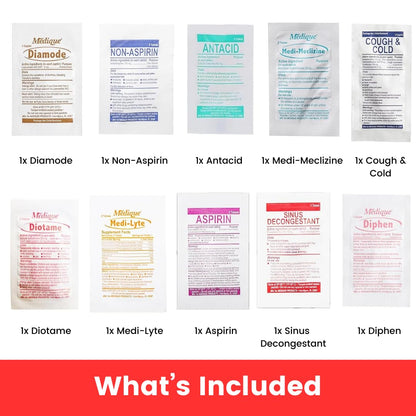 Pocket RX Mini Travel Medicine Kit – TSA-Approved First Aid Pouch with 10 Essential OTC Medications for Headache, Pain, Allergy, Upset Stomach & More – Compact, USA Made (17 Tablets) - dailyvitalstore