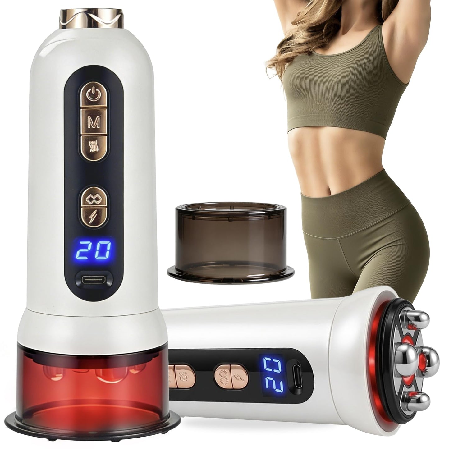 Poeruo 5-in-1 Body Sculpting Machine – Gua Sha & Cupping Vacuum Massage Device, Lymphatic Drainage Massage, Anti-Cellulite Tool & Skin Firming Care for Face, Belly, Arms, Legs, Waist & Love Handles - dailyvitalstore