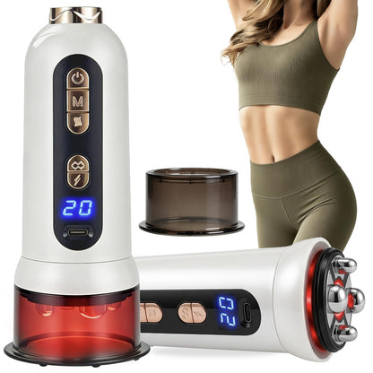 Poeruo 5-in-1 Body Sculpting Machine – Gua Sha & Cupping Vacuum Massage Device, Lymphatic Drainage Massage, Anti-Cellulite Tool & Skin Firming Care for Face, Belly, Arms, Legs, Waist & Love Handles - dailyvitalstore