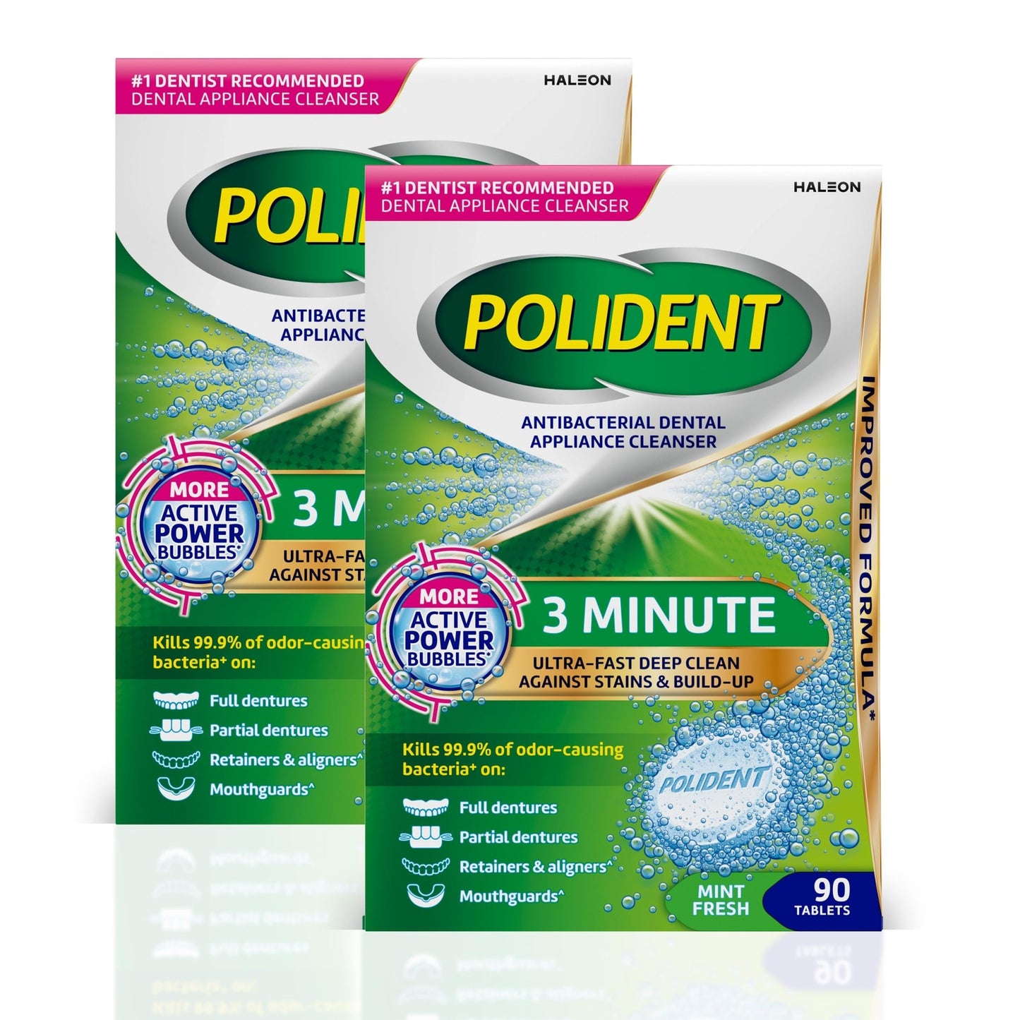 Polident 3 Minute Antibacterial Dental Appliance Cleanser Tablets, Retainer Cleaner Tablets, 90 Count (2 Pack) - dailyvitalstore