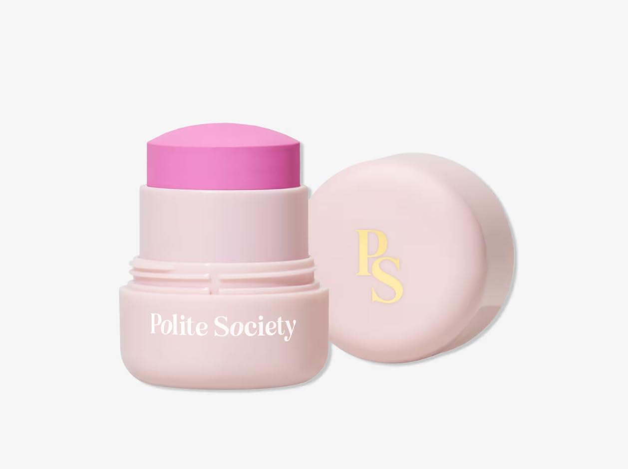 Polite Society Polite Pops Powder Blush Stick, Hybrid Cream to Powder Formula, Buildable Color with Coastal Plant and Vitamin E, Los Angeles cool pink - dailyvitalstore