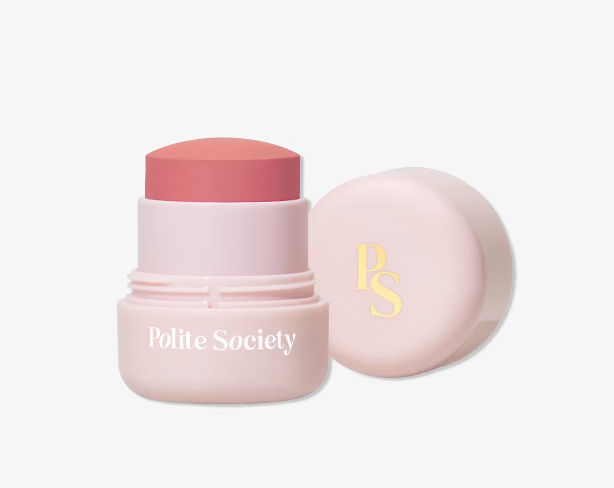 Polite Society Polite Pops Powder Blush Stick, Hybrid Cream to Powder Formula, Buildable Color with Coastal Plant and Vitamin E,Paris baby pink - dailyvitalstore