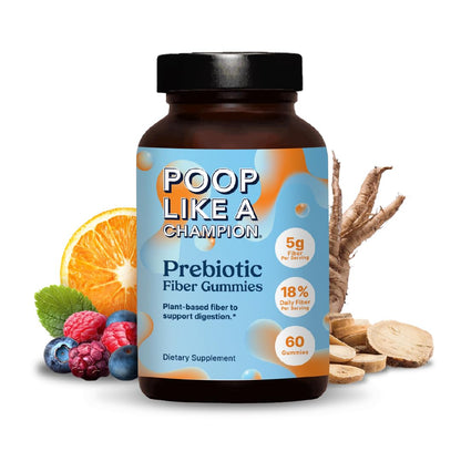 Poop Like a Champion Fiber Gummies – 5g Fiber per Serving, Non-GMO, Vegan, Digestive Support, 60 Pieces per Bottle - dailyvitalstore