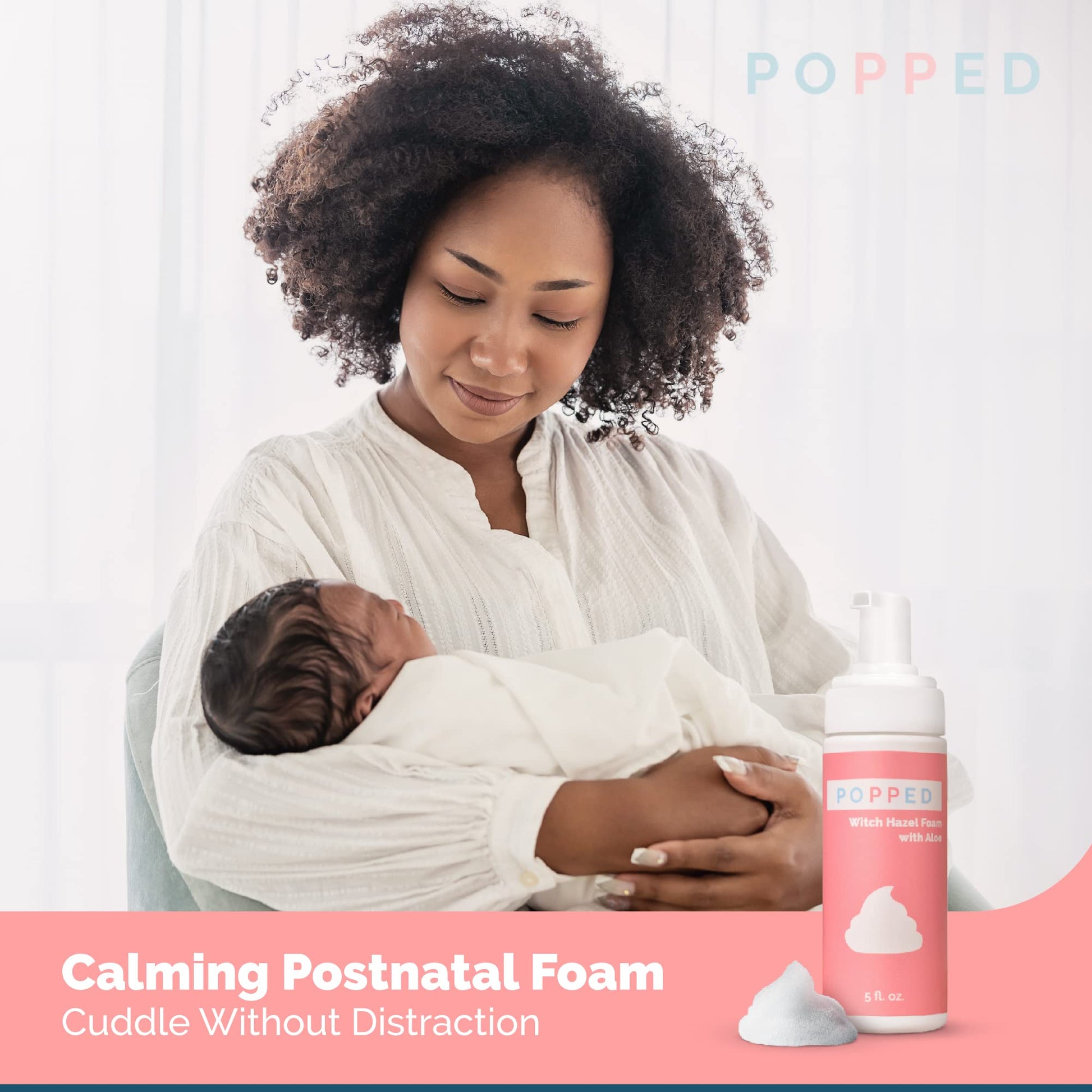 POPPED Witch Hazel Foam with Aloe (5 fl oz) | Perineal Healing Foam for Postpartum Care | Relieves Pain, Hemorrhoids, and Swelling After Birth | Postpartum Essential - dailyvitalstore