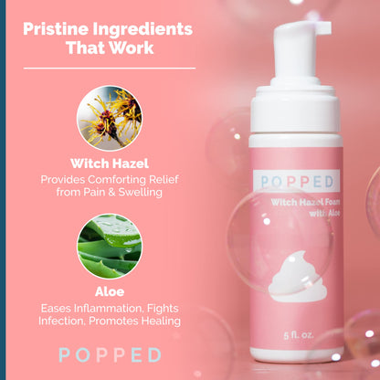POPPED Witch Hazel Foam with Aloe (5 fl oz) | Perineal Healing Foam for Postpartum Care | Relieves Pain, Hemorrhoids, and Swelling After Birth | Postpartum Essential - dailyvitalstore