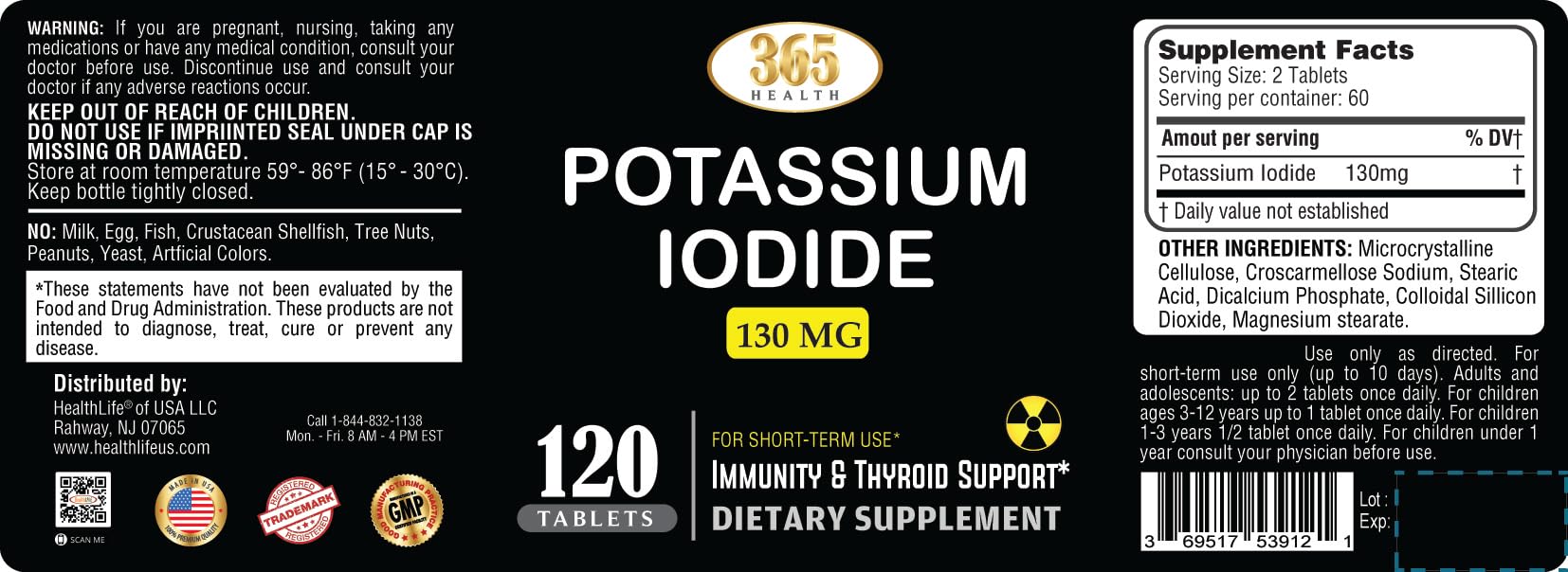 Potassium Iodide130 mg - KI Tablets- Potassium130 mg - USA Made Potassium Iodine Pills YODO Naciente - dailyvitalstore