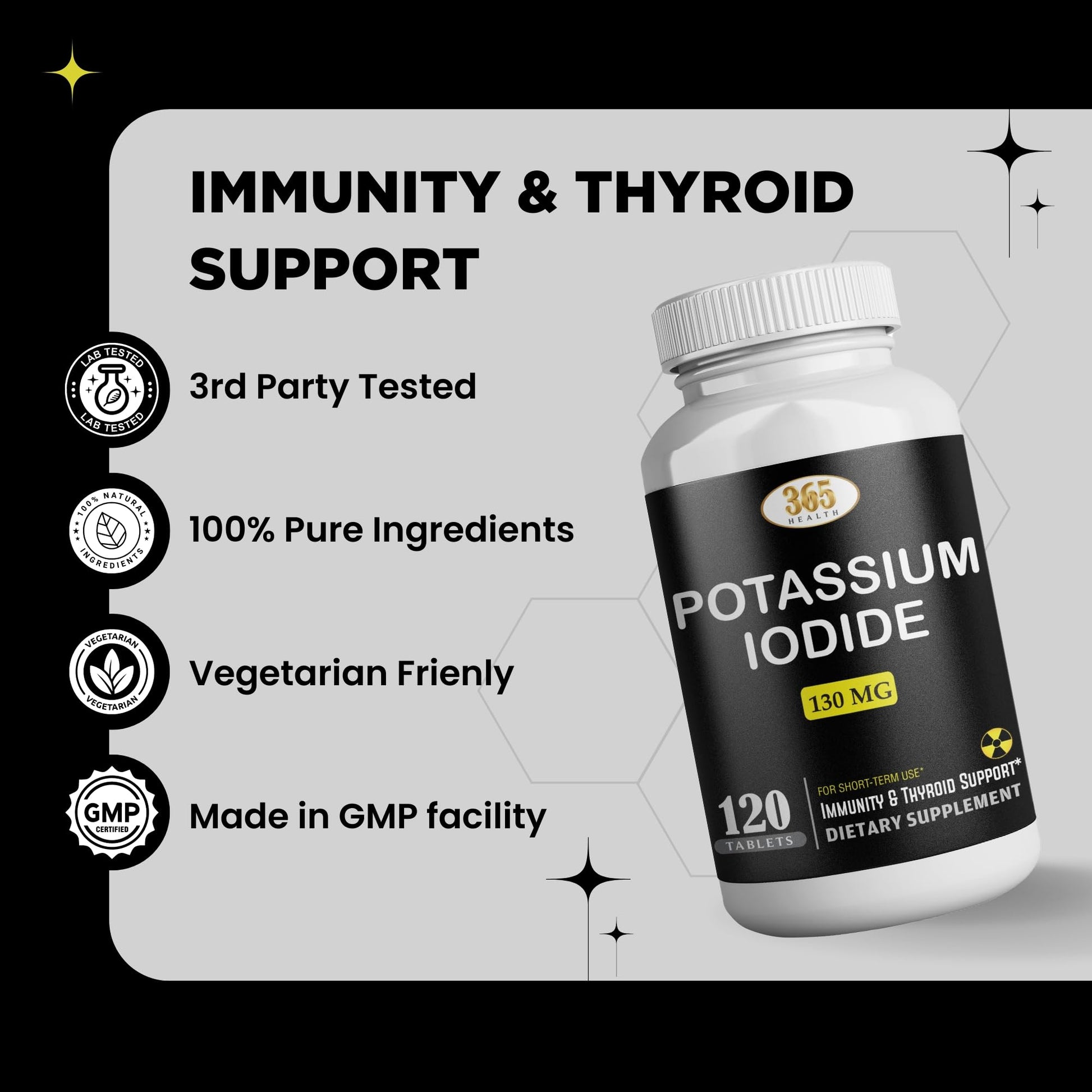 Potassium Iodide130 mg - KI Tablets- Potassium130 mg - USA Made Potassium Iodine Pills YODO Naciente - dailyvitalstore