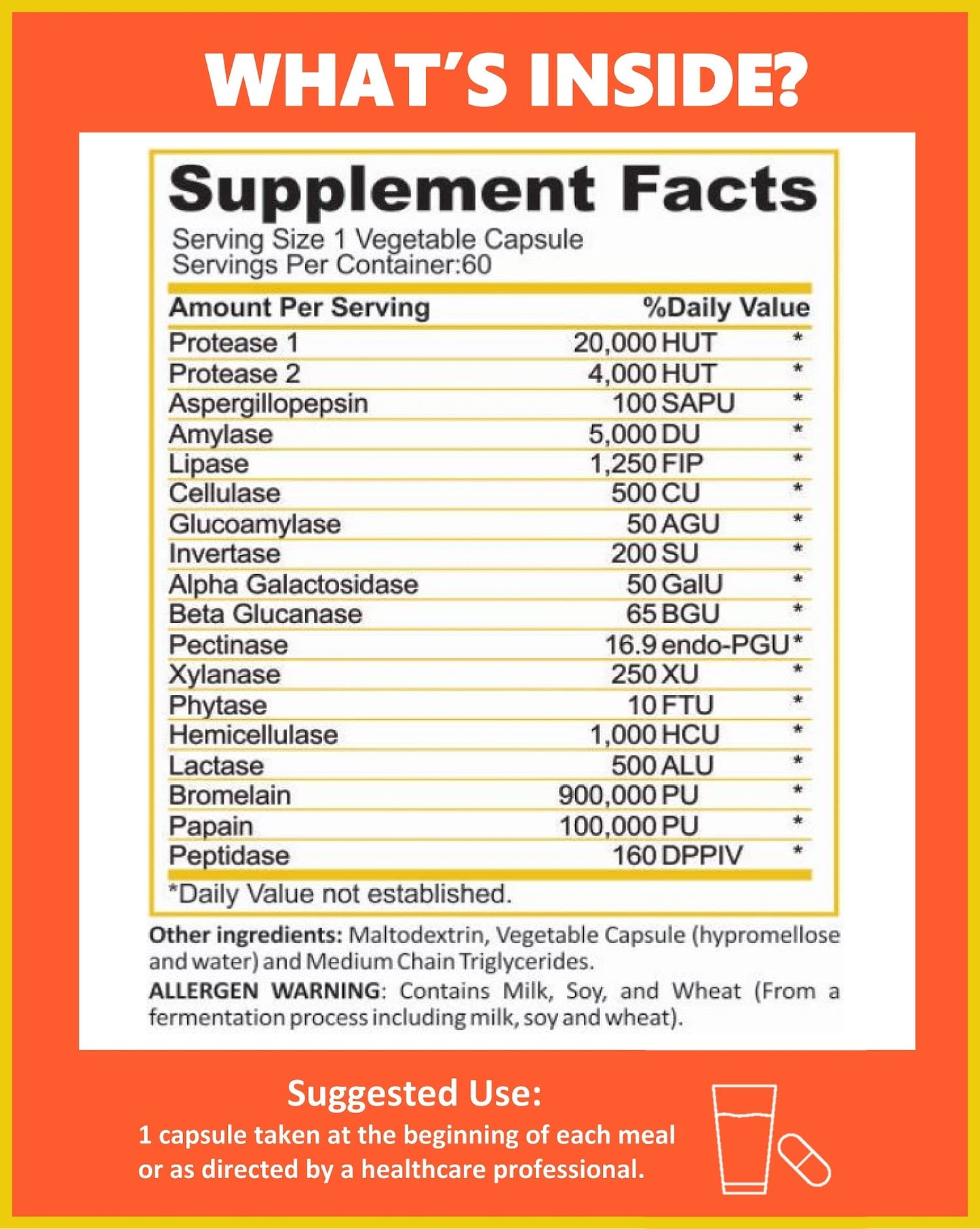 Potent Garden Digestive Enzymes -18 Plant Based Enzymes with amylase lipase bromelain Protease lactase & Other Enzymes - One Pre Meal Pill Supports Healthy - dailyvitalstore