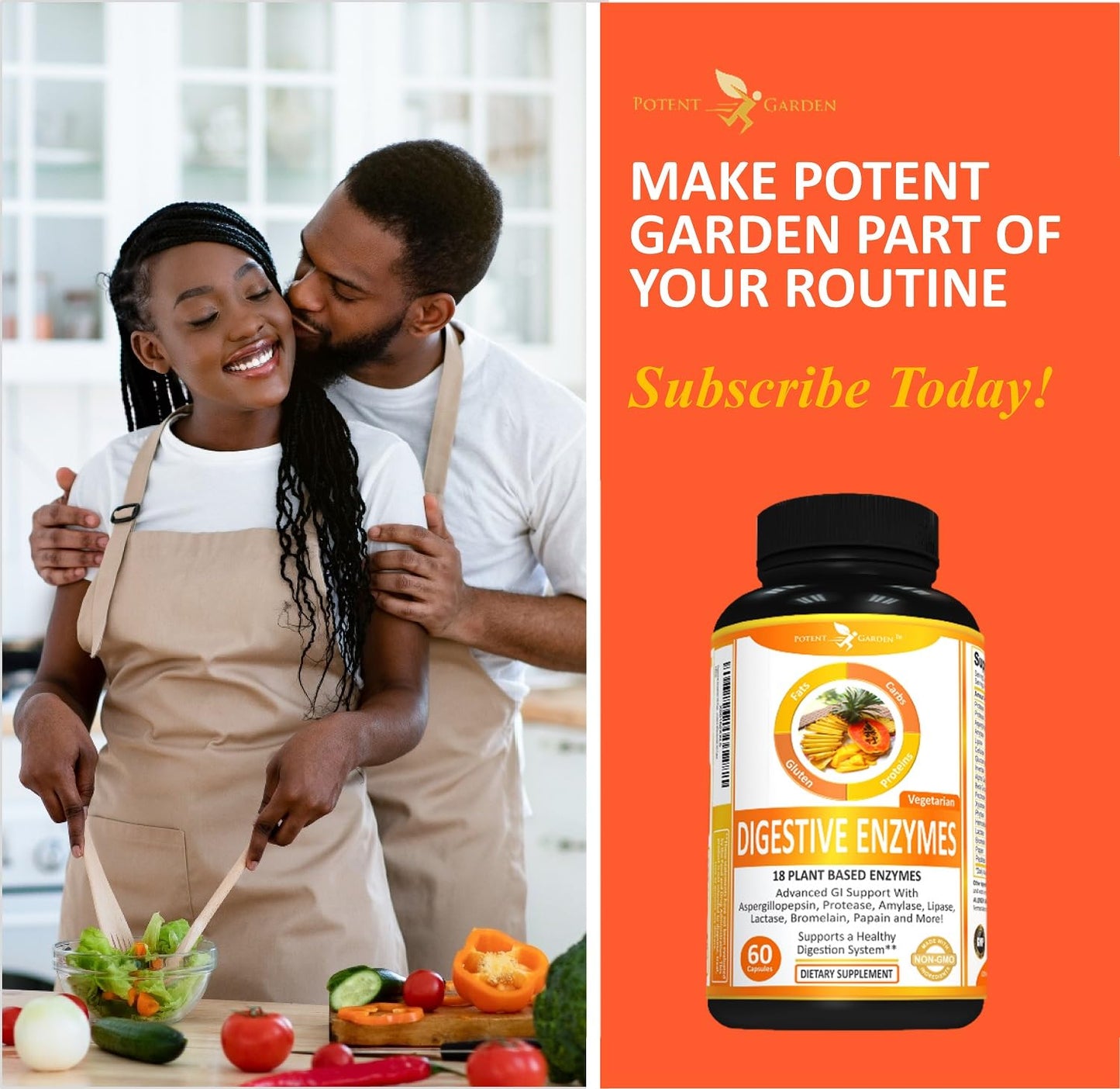 Potent Garden Digestive Enzymes -18 Plant Based Enzymes with amylase lipase bromelain Protease lactase & Other Enzymes - One Pre Meal Pill Supports Healthy - dailyvitalstore