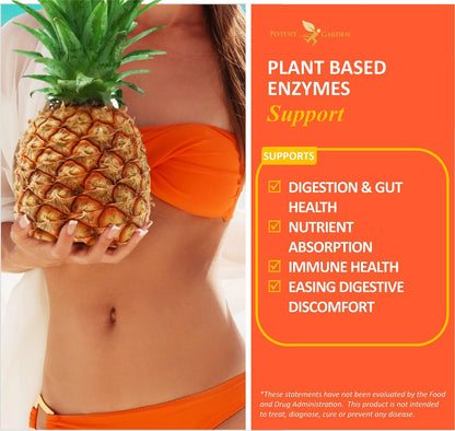 Potent Garden Digestive Enzymes -18 Plant Based Enzymes with amylase lipase bromelain Protease lactase & Other Enzymes - One Pre Meal Pill Supports Healthy - dailyvitalstore