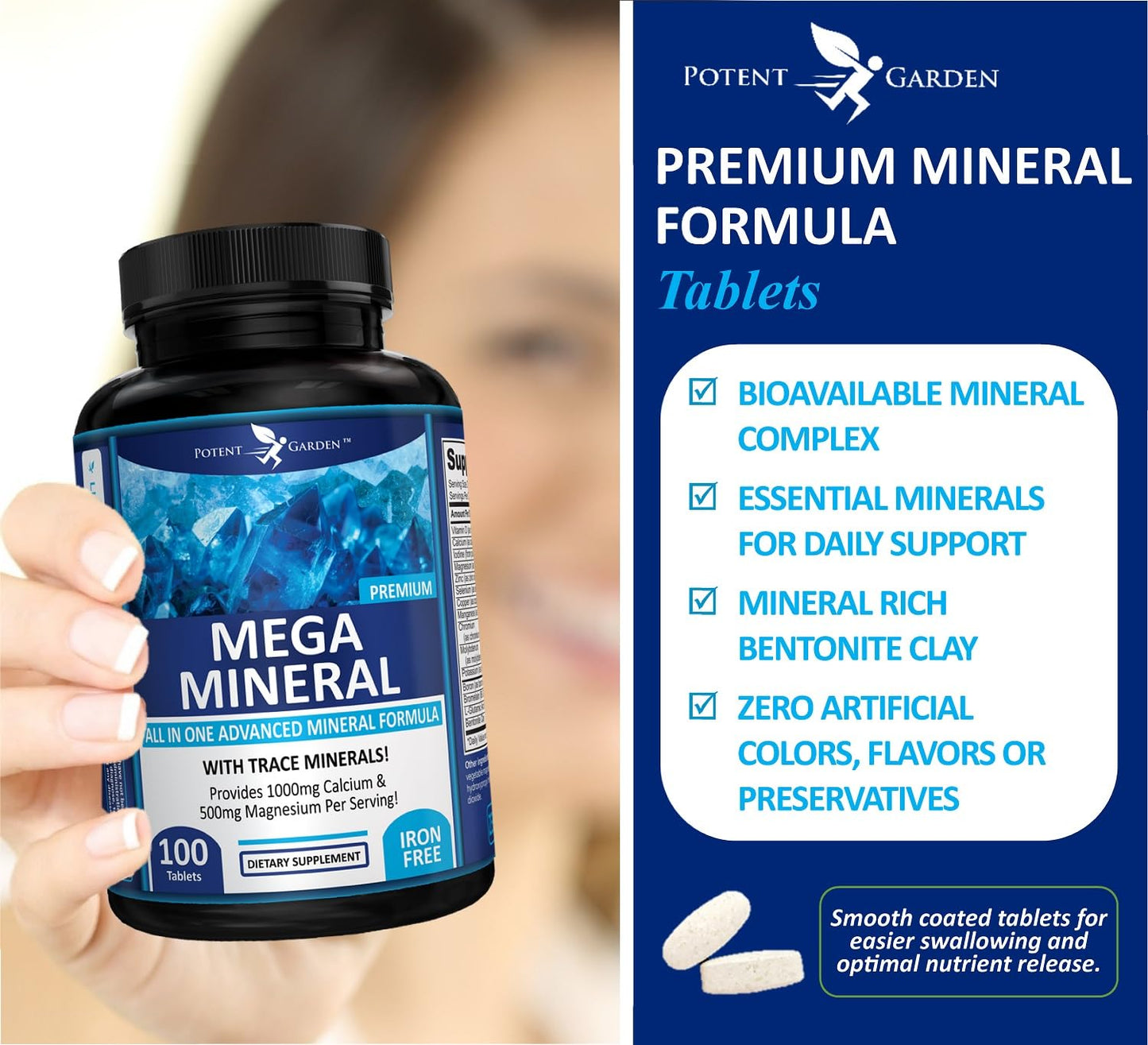 Potent Garden Mega Mineral Supplement Complete Mineral Complex with Calcium Magnesium Zinc Potassium Boron Selenium Chromium & 72 Trace - dailyvitalstore