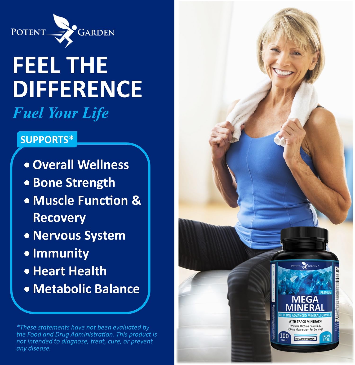 Potent Garden Mega Mineral Supplement Complete Mineral Complex with Calcium Magnesium Zinc Potassium Boron Selenium Chromium & 72 Trace - dailyvitalstore