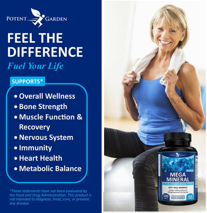 Potent Garden Mega Mineral Supplement Complete Mineral Complex with Calcium Magnesium Zinc Potassium Boron Selenium Chromium & 72 Trace - dailyvitalstore