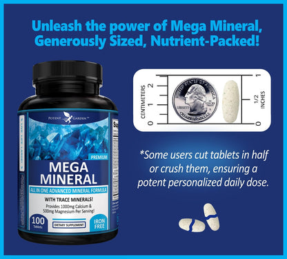 Potent Garden Mega Mineral Supplement Complete Mineral Complex with Calcium Magnesium Zinc Potassium Boron Selenium Chromium & 72 Trace - dailyvitalstore