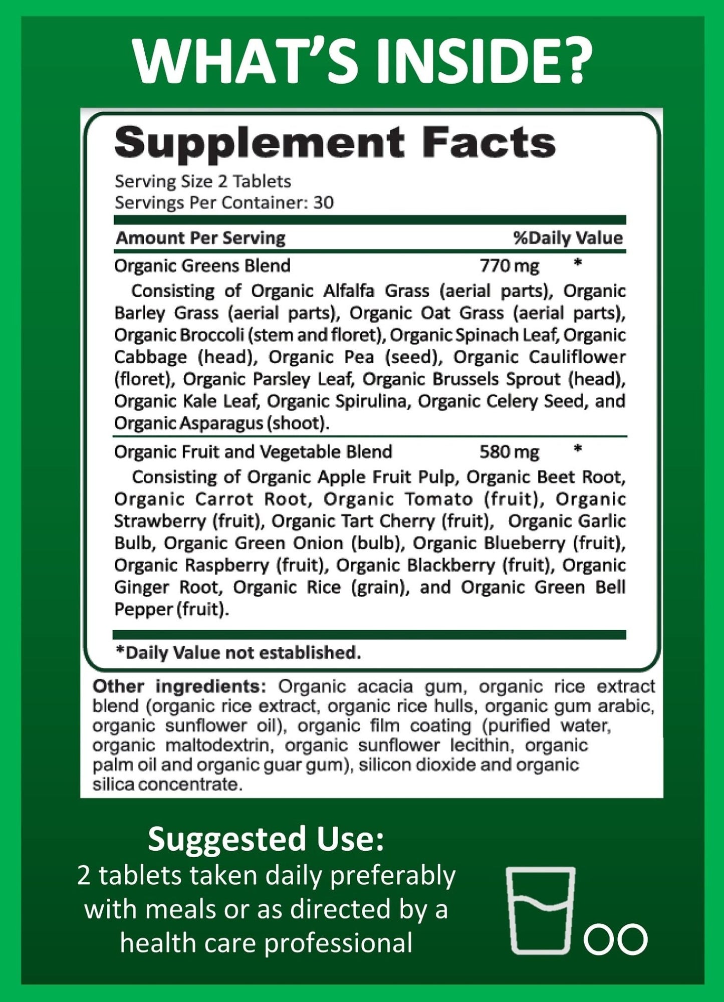 Potent Garden Organic Superfood Greens, Fruit and Veggies Supplement Rich in Vitamins & Antioxidants with Alfalfa, Beet Root & Tart Cherry to Boost Energy, Immunity & Gut Health, Greens Tablets 60 Ct - dailyvitalstore