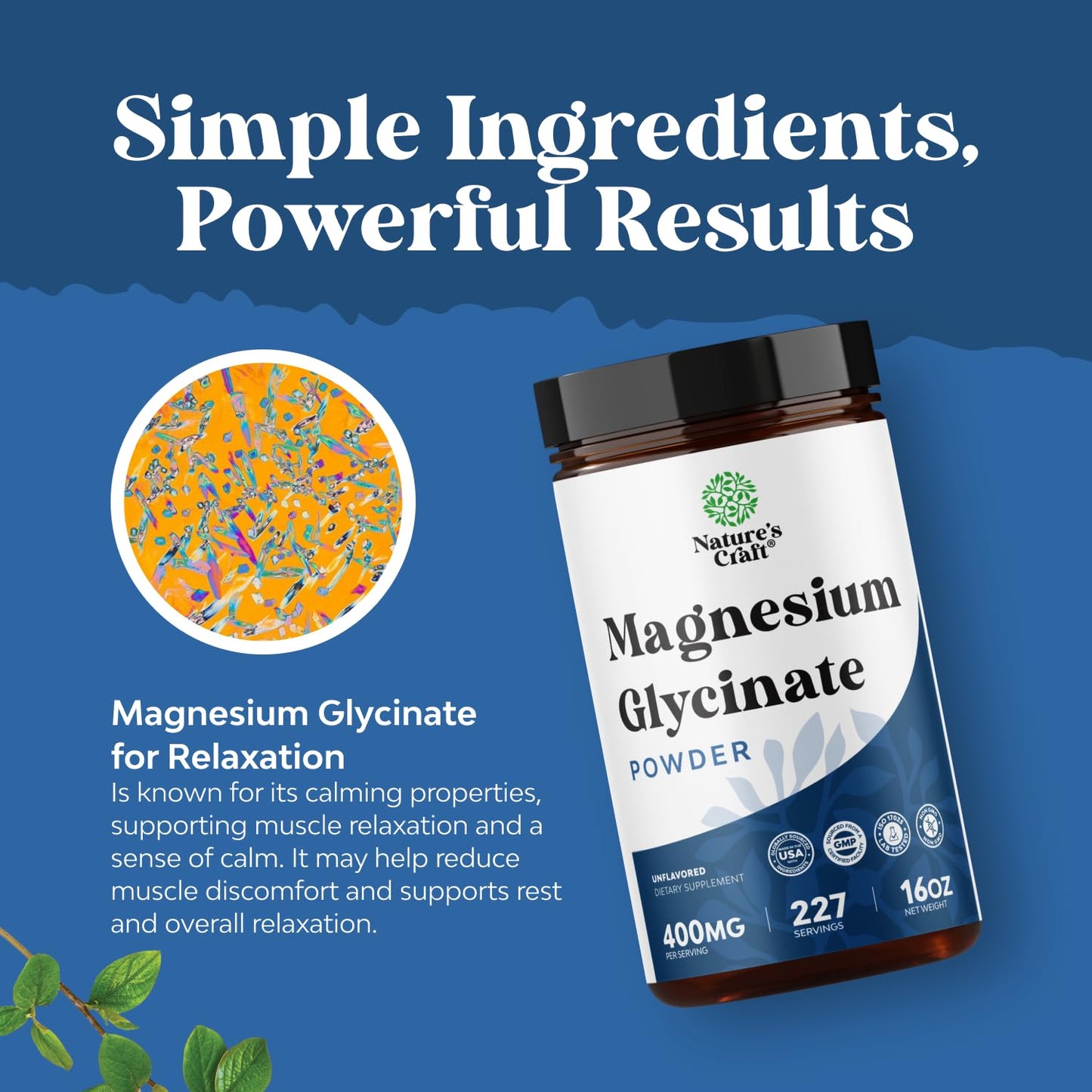 Potent Magnesium Glycinate Powder 400mg - Calm Magnesium Powder Bulk for Muscle Relax, Calm & Sleep Support for Adults - Glycinate Mag Soothe Vegan & Non-GMO Supplement - 1 Pack - dailyvitalstore