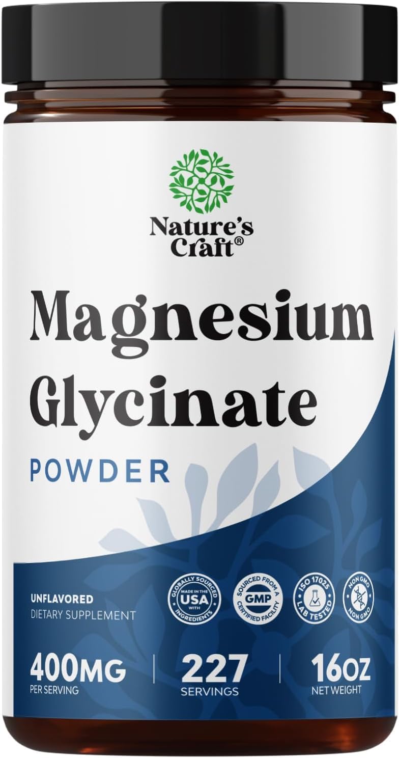 Potent Magnesium Glycinate Powder 400mg - Calm Magnesium Powder Bulk for Muscle Relax, Calm & Sleep Support for Adults - Glycinate Mag Soothe Vegan & Non-GMO Supplement - 1 Pack - dailyvitalstore