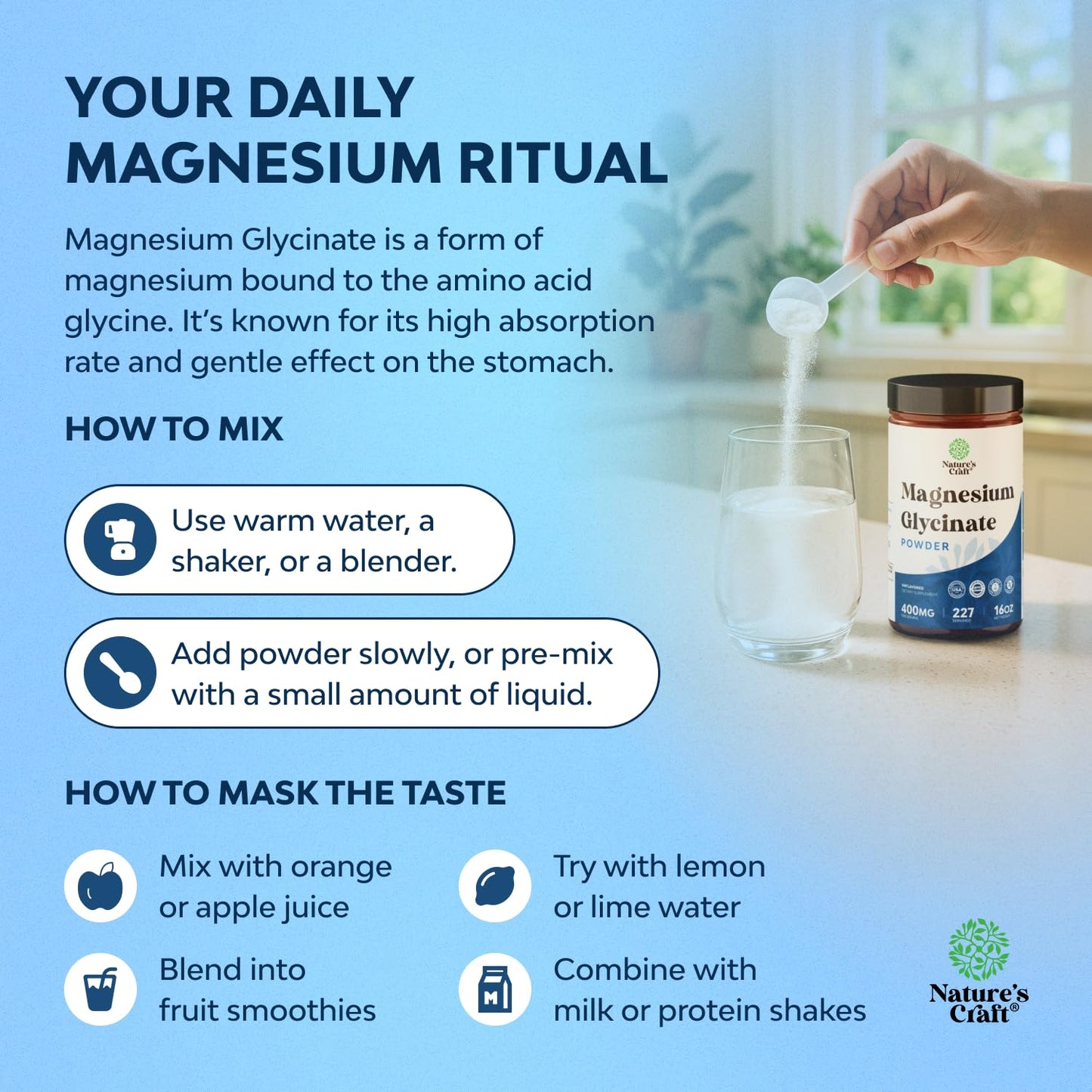 Potent Magnesium Glycinate Powder 400mg - Calm Magnesium Powder Bulk for Muscle Relax, Calm & Sleep Support for Adults - Glycinate Mag Soothe Vegan & Non-GMO Supplement - 1 Pack - dailyvitalstore