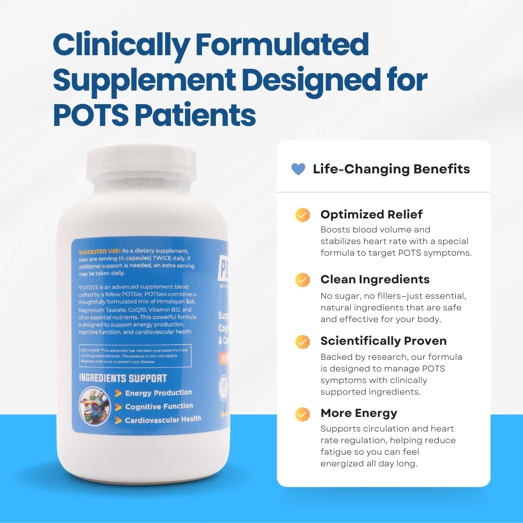 Potsies POTS Supplement Vitamin & Nutraceutical Mix Capsules for Pots Syndrome | POTS Management Essentials | 240 Capsules - 30 Day Supply - dailyvitalstore