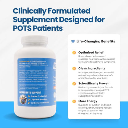 Potsies POTS Supplement Vitamin & Nutraceutical Mix Capsules for Pots Syndrome | POTS Management Essentials | 240 Capsules - 30 Day Supply - dailyvitalstore