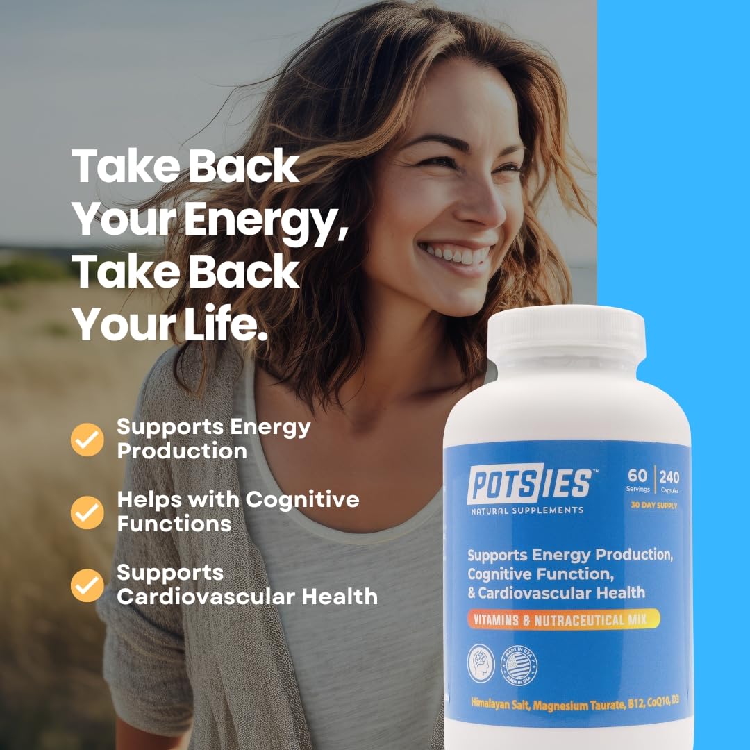 Potsies POTS Supplement Vitamin & Nutraceutical Mix Capsules for Pots Syndrome | POTS Management Essentials | 240 Capsules - 30 Day Supply - dailyvitalstore
