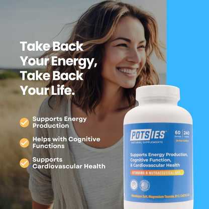 Potsies POTS Supplement Vitamin & Nutraceutical Mix Capsules for Pots Syndrome | POTS Management Essentials | 240 Capsules - 30 Day Supply - dailyvitalstore